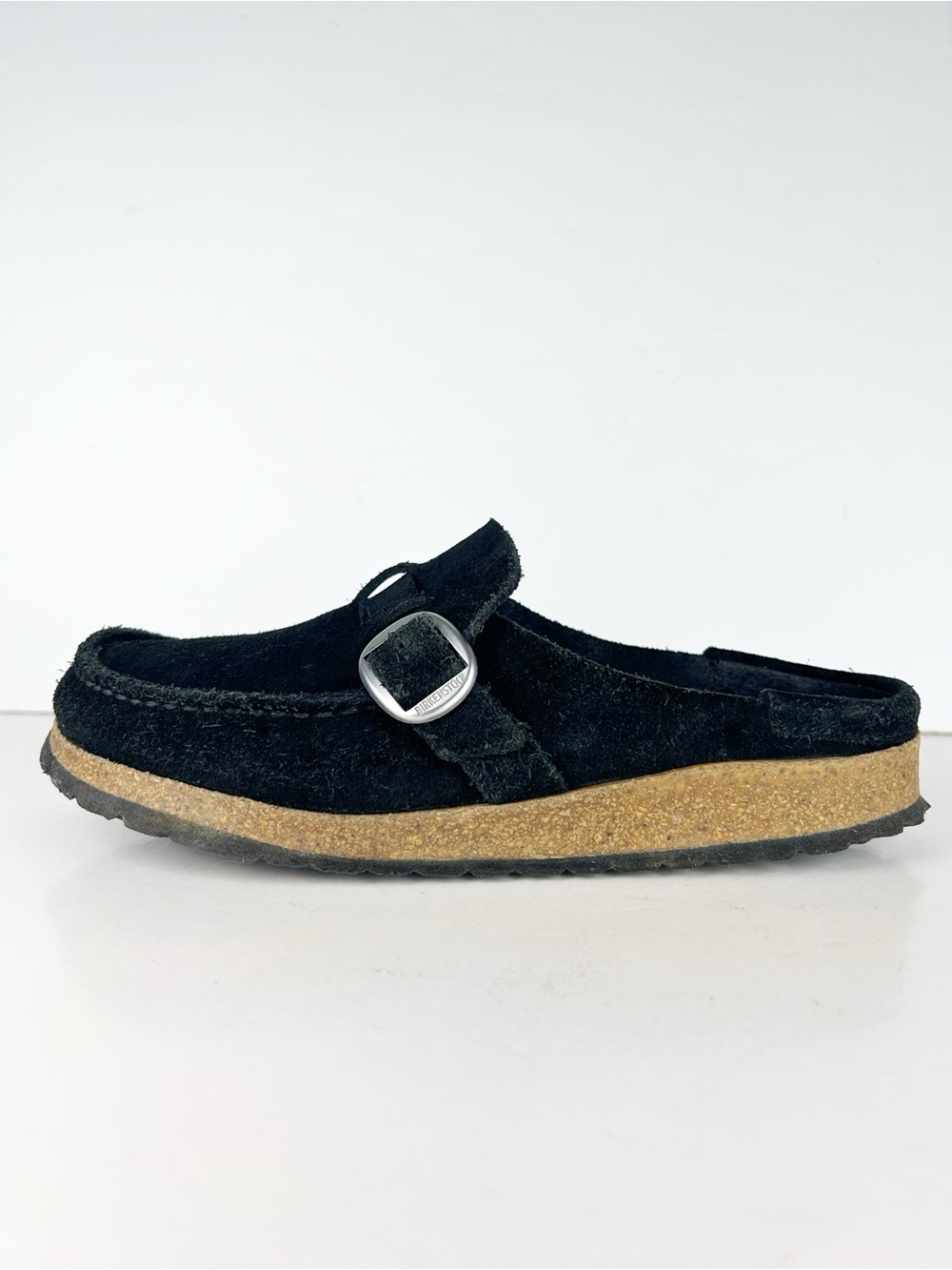 Birkenstock Buckley Black Suede Leather Slip On Shoes Moc Toe Mules EU 39 US L 8 - Picture 9 of 13